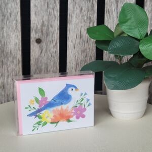 Watercolor Bluebird And Floral Note Card Set